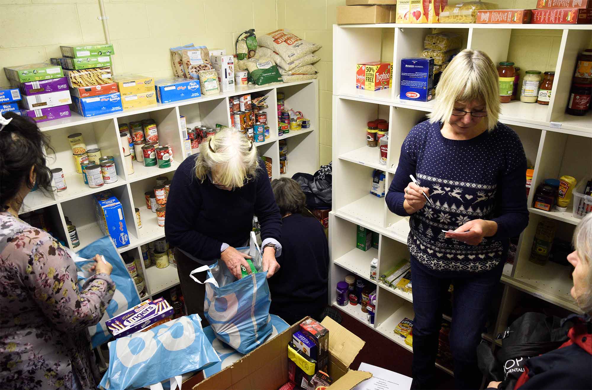 Volunteers packing bags for Skye Foodbank